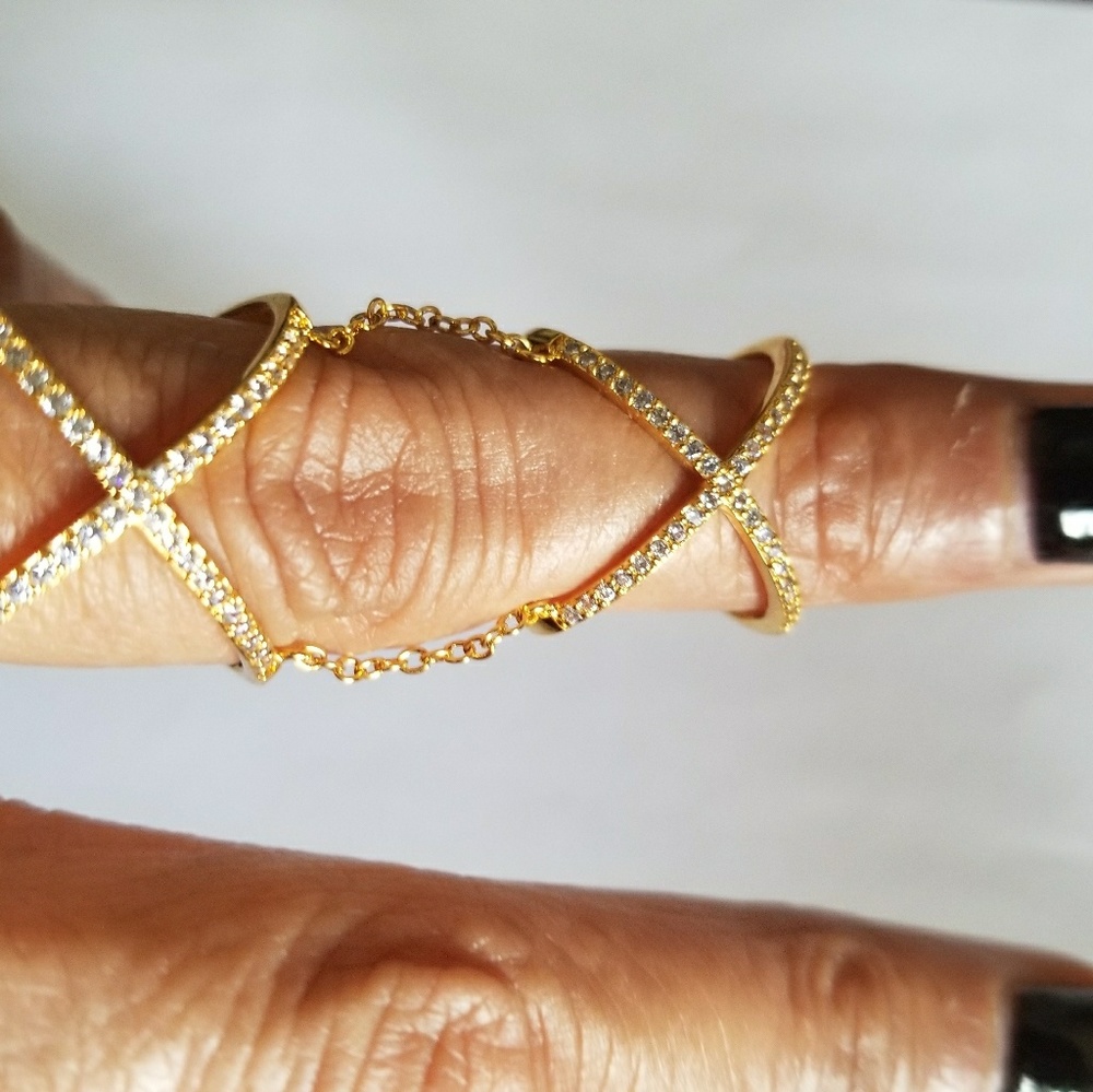 Brand new gold ring,pave crystal stones